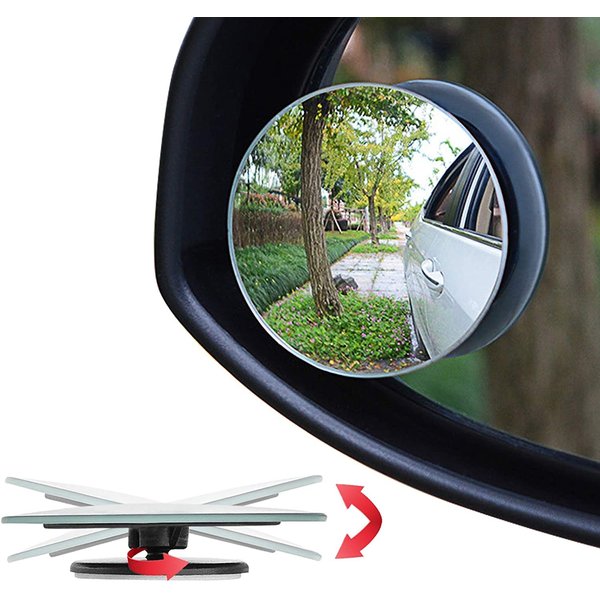 Ampper Blind Spot Mirror, 2" Round HD Glass Frameless Convex Rear View Mirror, Pack of 2