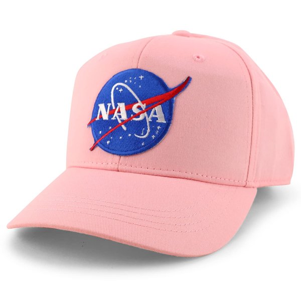 Armycrew Small Insignia NASA Patch Youth Size Cotton Structured Baseball Cap - Pink