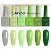 CANNI 6Pcs 9ml Emerald Green Gel Nail Polish Set- Dark Sage Forest Green Gel Polish Kit Lime Olive Forest Green Colors DIY at Home Salon Christmas New Year's Gifts for Girls