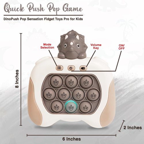 Triceratops Quick Push Pop Game It Fidget Toys Pro for Kids Adults, Handheld Game Fast Puzzle Game Machine, Push Bubble Stress Toy, Party Favors, Birthday Gifts for Boys and Girls (Triceratops)