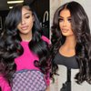 Monaluxe 13x4 Body Wave Lace Front Wigs Human Hair Glueless Wigs Human Hair Pre Plucked with Baby Hair Bleached Knots 200 Density 13x4 HD Lace Frontal Human Hair Wigs for Black Women 20''
