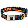 Buckle-Down Seatbelt Buckle Dog Collar - Batman & Robin in Action w/Text Burgundy - 1.5" Wide - Fits 16-23" Neck - Medium