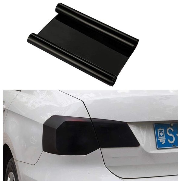 12 by 48 inches Self Adhesive Auto Car Tint Headlight Taillight Fog Light Vinyl Smoke Film Sheet Sticker Cover (Black)