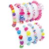 SIELEVIN 9 PCS Cute Kids Bracelets for Girls Pink LOVE Beaded Bracelets Little Girls Toddler Costume Jewelry Princess Party Favors Pretend Play Birthday Easter Christmas Valentines Gift for Kids