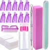 Qdsuh Nail Polish Remover Tools Kit-500 Pcs Gel Polish Remover Cotton Pads, 10 Pcs Purple Polish Remover Clips Caps, 1pc Nail Polish Remover Bottle, 1pc Cuticle Pusher,1pc Nail Brush,100/180 Nail File