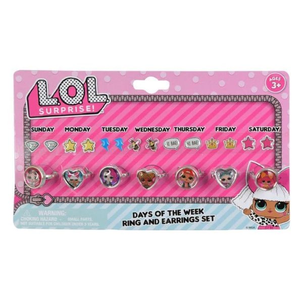 UPD LOL! Days of The Week Earring & Ring Set, Small, Multicolor