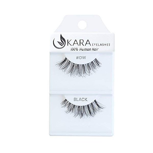 Kara Beauty 100% Human Hair False Eyelashes Demi Wispies- DW with Adhesive (PACK OF 12)