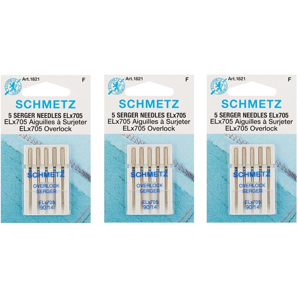 ELX705 Serger Needles -Size 14/90 5/Pkg (3 Pack)