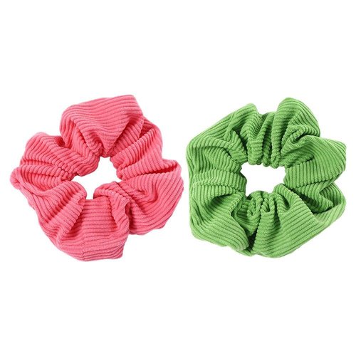 Leadigol 2 Pcs Hair Scrunchies, Soft Hair Ties Pink Green Hair Rope Headwear Cloth Hair Accessories Women Hair Ring Elastic Ponytail Holder for Girls Women