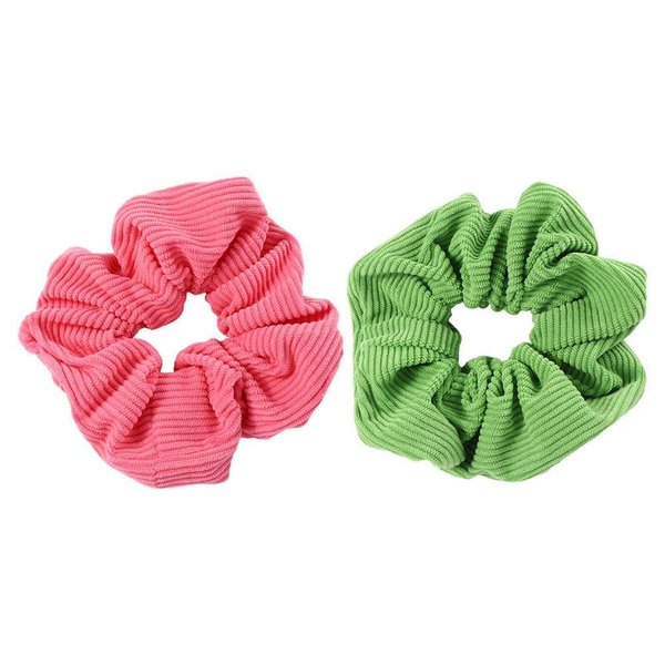Leadigol 2 Pcs Hair Scrunchies, Soft Hair Ties Pink Green Hair Rope Headwear Cloth Hair Accessories Women Hair Ring Elastic Ponytail Holder for Girls Women