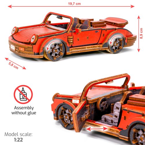 WOODEN.CITY Engineering DIY Wooden Model to Built - Model Car Kits - Premium 3D Wooden Puzzles for Adults - Detailed Model Kits for Enthusiasts and Collectors (Sport Car Model Kit 3D)
