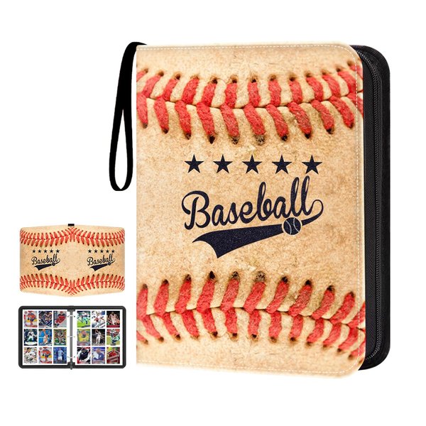HESPLUS Baseball Card Binder with 900 Pockets, Sports Trading Card Binder, Collectible Trading Card Albums with 50 Pages Card Sleeves to Organize and Protect Baseball Trading Cards for Collectors