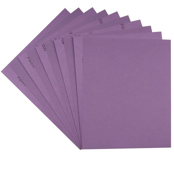 Sandpaper 2000 Grit,Wet Dry Sanding Sheets,High Performance White Fused Alumina Abrasive Sand Paper for Wood Furniture Finishing,Metal Grinding,Automotive Polishing,9 x 11 Inch,Purple,10-Pack