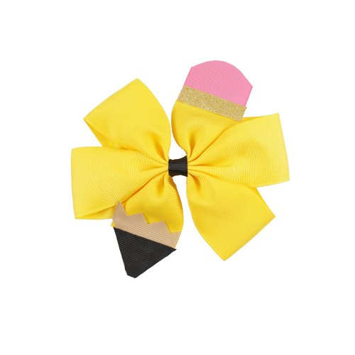 Pencil Hair Clips Yellow School Bow Pencil Hairpin Hairclips Yellow Bowknot BBG29 (Yellow Bow) 1 Count (Pack of 1)