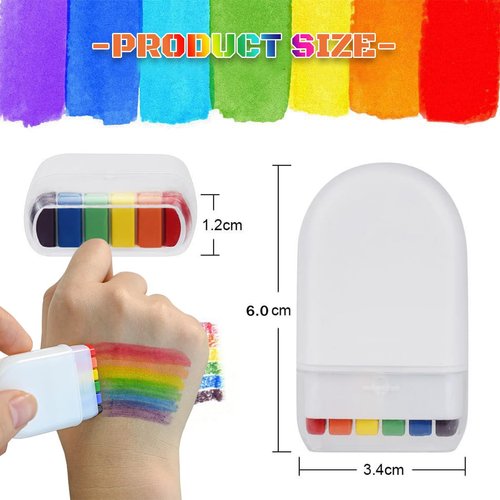 BASEMMAHER 2Pcs Rainbow Face Body Paint LGBT Gay Pride Flag Rainbow Stripe Fan Brush Striped Crayons Face Makeup for Gay Pride Parade Celebrations Cosplay Halloween Party Body Arts Painting Pen