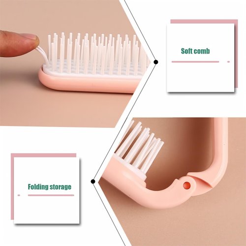 2Pcs Folding Hair Brush Hair Comb Portable Mini Massage Hair Brush Anti-Static Anti-knot for Women & Girls Size for Handbag (light)