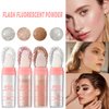 2 Colors Polvo De Hadas Fairy Highlight Stick Patting Powder Highlighter Makeup Shimmer Body Glitter Brightens the Natural 3D Face Powder Blusher for Brighten Face Body Lips Makeup Kit (2 Pcs Pearl White)