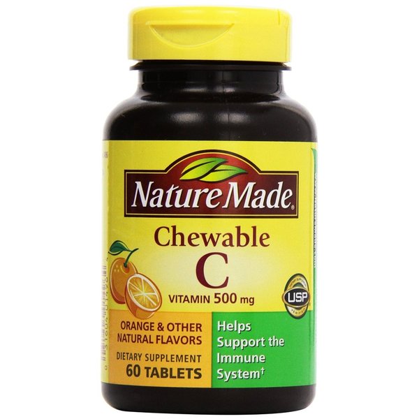 Nature Made Vitamin C 500 mg Chewable Tablets, Orange 60 ea (Pack of 4)