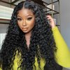 BABOSHOW 26 Inch 13x6 Deep Wave Lace Front Wigs Human Hair 200% Density Curly Wig Human Hair Glueless Deep Wave Frontal Wig 13x6 HD Curly Lace Front Wigs Human Hair Pre Plucked with Baby Hair