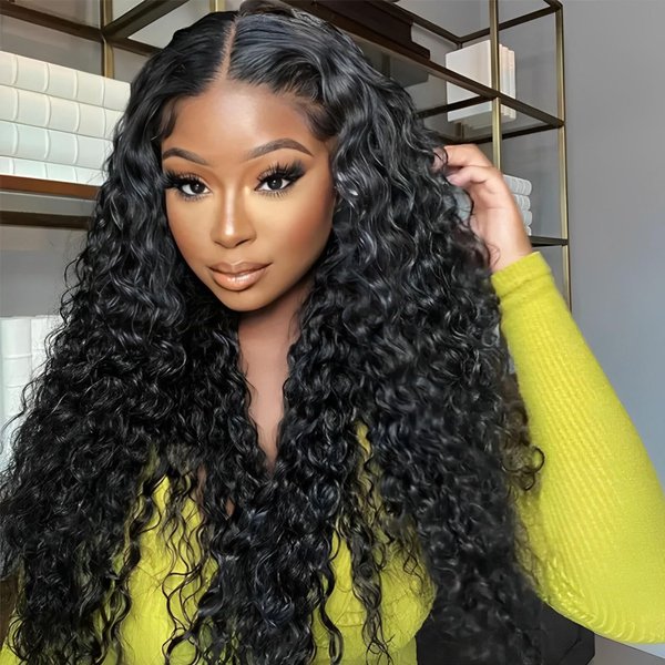 BABOSHOW 26 Inch 13x6 Deep Wave Lace Front Wigs Human Hair 200% Density Curly Wig Human Hair Glueless Deep Wave Frontal Wig 13x6 HD Curly Lace Front Wigs Human Hair Pre Plucked with Baby Hair