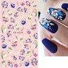 Flower Nail Art Stickers Decals 5D Flower Nail Stickers Floral Daisy Acrylic Embossed Nail Decals 6PCS Daisy Butterfly Floral Leaf White Spring Design Self-Adhesive Nail Sliders for Manicure Decor