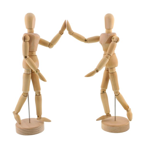 US Art Supply® Wood 12" Artist Drawing Manikin Articulated Mannequin with Base and Flexible Body - Perfect for Drawing The Human Figure (12" Pair - Male & Female)