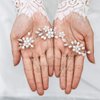 Unicra Silver Bride Wedding Hair Pins Pearl Bridal Hair Pieces Flower Hair Accessories Rhinestone Prom Hair Clips for Women and Girls (Pack of 3)