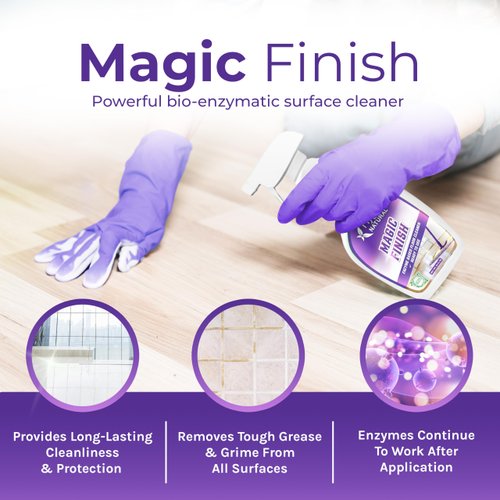 Hygea Natural Magic Finish Enzyme-Based Chemical-Free Floor Cleaner - No Rinse, Biodegradable Formula - Removes Grease Buildup in Tile & Grout - for All Hard Floors (Ready to Use, 24 oz)