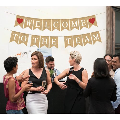 Vrogadso Burlap Welcome to The Team Banner New Employee Member Welcome Banner Decorations for Office Party