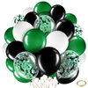 60 Pcs Balloons Kit 12 Inch Confetti Balloons with 2 Rolls Ribbon Latex Balloon Party Favor Metallic Balloons for Memorial Day, Birthdays, Fourth of July, Halloween Decorations(Black, Green, White)