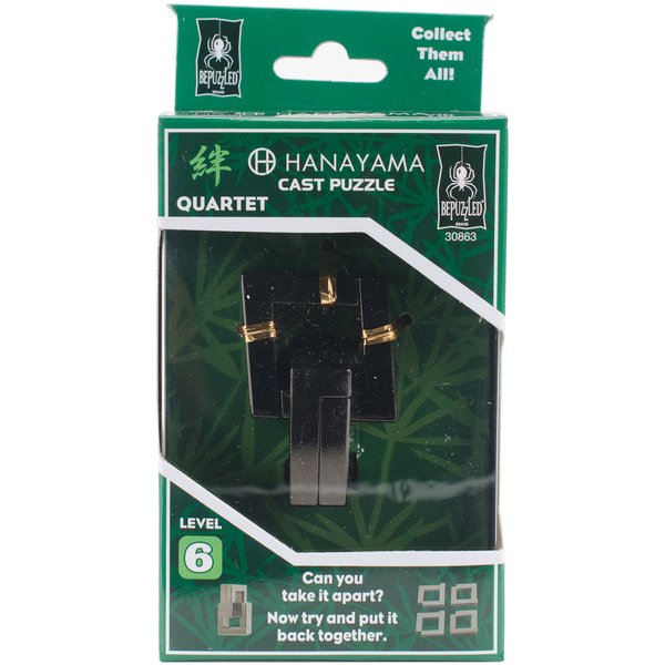 BePuzzled | Quartet Hanayama Metal Brainteaser Puzzle Mensa Rated Level 6, for Ages 12 and Up