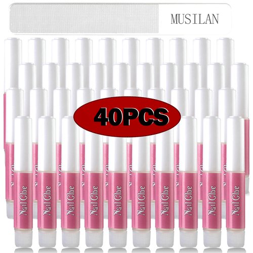 MUSILAN Nail Gel Glue,Nail Glue for Press on Nails 40PCS Ultra Quick Nail Glue for Acrylic Nails,Super Strong Nail Gel Glue for Fake Nail Tips Professional Nail Tip Glue for Broken Nails 0.07OZ/PCS