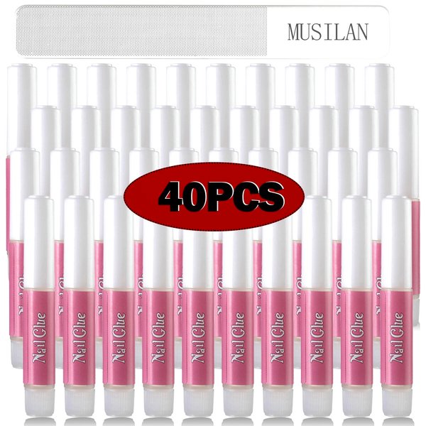 MUSILAN Nail Gel Glue,Nail Glue for Press on Nails 40PCS Ultra Quick Nail Glue for Acrylic Nails,Super Strong Nail Gel Glue for Fake Nail Tips Professional Nail Tip Glue for Broken Nails 0.07OZ/PCS