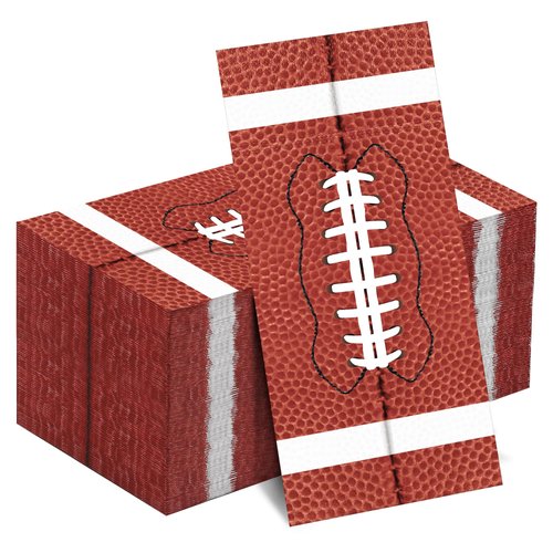 Kochorie 100 Pieces Football Napkins Disposable Football Party Napkins 7.8 x 4.3 Inches Football Paper Cocktail Napkins Football Birthday Supplies Decorations for Football Party Game Day