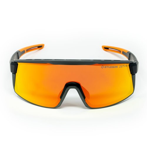 STUDSON The Sentinel Safety Glasses - Advanced ANSI Z87+ Rated Impact Protection - Anti-Fog Vented Lenses - Adjustable Non-Slip Fit - Lightweight Eco-Friendly Frame - One Size (Orange Mirror Smoke)
