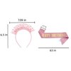 Fosrisix Happy Birthday Sash Crown Headband Tiara for Girls Pink Birthday Decorations for Adult Woman Princess Birthday Party Decorations Supplies Gifts Set of 2
