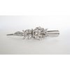 Silver alligator flower and ribbon hair claw clip with clear and AB crystals
