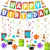 Shappy 25 Pieces Art Painting Party Decorations Includes 1 Happy Birthday Art Banner 12 Painting Birthday Card and 12 Art Hanging Swirl for Art Painting Theme Birthday Party Supplies
