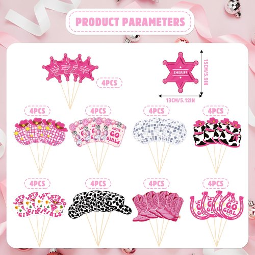 Cowgirl Table Centerpiece Sticks Toppers - NOVBAUB 36PCS Disco Cowgirl Bachelorette Party Decorations Cowgirl Party Decorations Centerpieces for Tables Lets Go Girls Table