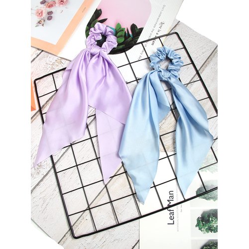 SUSULU Satin Hair Scarf Scrunchies with Long Tail Bowknot Hair Elastic Ribbon Hair Bands Women Girls Ponytail Holders Hair Accessories Pack of 16pcs Solid Colors