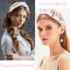 Birthday Headband for Women Birthday Queen Crown Birthday Tiara Knot Headband for Girls White Pearl Hair Band Beaded Headbands Candy Accessories Wide Rhinestone Headband Party Decorations Gifts