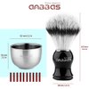 Anbbas Faux Badger Hair Shaving Brush and Bowl with Black ABS Wall Mounted Shaving Stand Holders for Soap Bowl and Brush,100g Soap Bar 5IN1 Shaving Set for Men Close Shave Kit