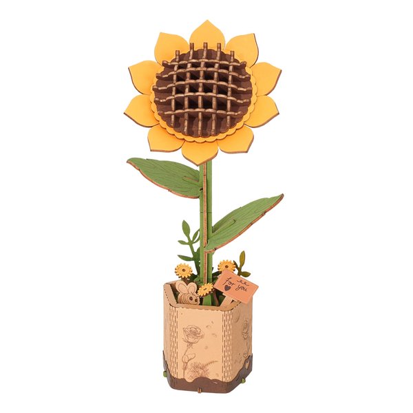 ROBOTIME 3D Puzzles Wooden Flower Sunflower DIY Model Building Kit to Build for Adults Bouquet Botanical Collection Craft Brain Teaser Puzzle Creative Gift Home Decor