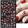 Valentine's Day Nail Art Stickers Decals Cute Bear Heart 5D Embossed Nail Decals Red Heart Lover Cartoon Valentine Nail Art Design Supplies Manicure Decals Relief Sliders for DIY Nail Art Decoration