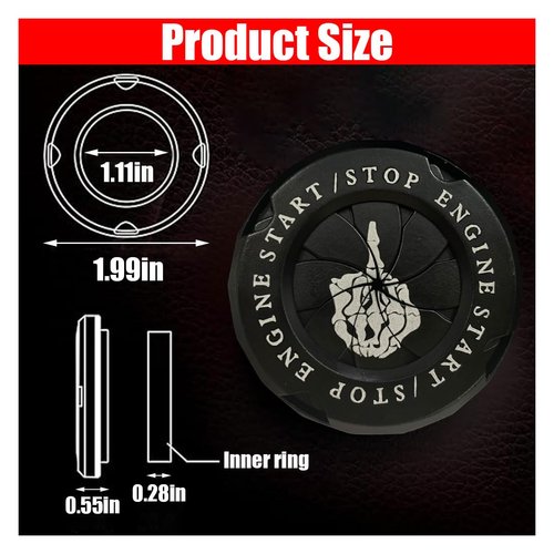 Car Push Start Stop Button Cover, Rotary Ignition Protective Cover Anti-Scratch Start Stop Button Decorative Cover, Universal Car Interior Accessories Key Ignition Switch Cover (Middle Finger - Black)