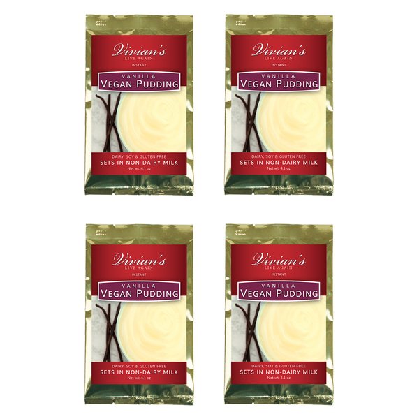 Vegan Creamy Vanilla Pudding by Vivian's Live Again 4pk Dairy Free Soy Free Gluten Free