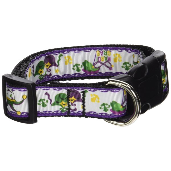 Mirage Pet Products Mardi Gras Nylon Ribbon Dog Collar, Medium