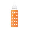 Lifefactory 9-Ounce BPA-Free Glass Baby Bottle with Protective Silicone Sleeve and Stage 2 Nipple, Papaya