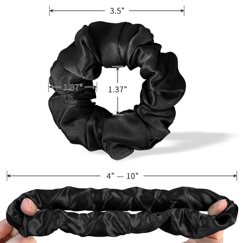 DAISYSILK 100% Mulberry Silk Hair Tie Silk Hair Scrunchies Hair Decoration Without Hair Damage Prevents Frizz 1pack, Black