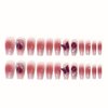 Hkanlre Bling Coffin Press on Nails Fake Nails Tips Full Cover Medium False Gradient Nails for Women and Girls 24PCS (Red Coffin)